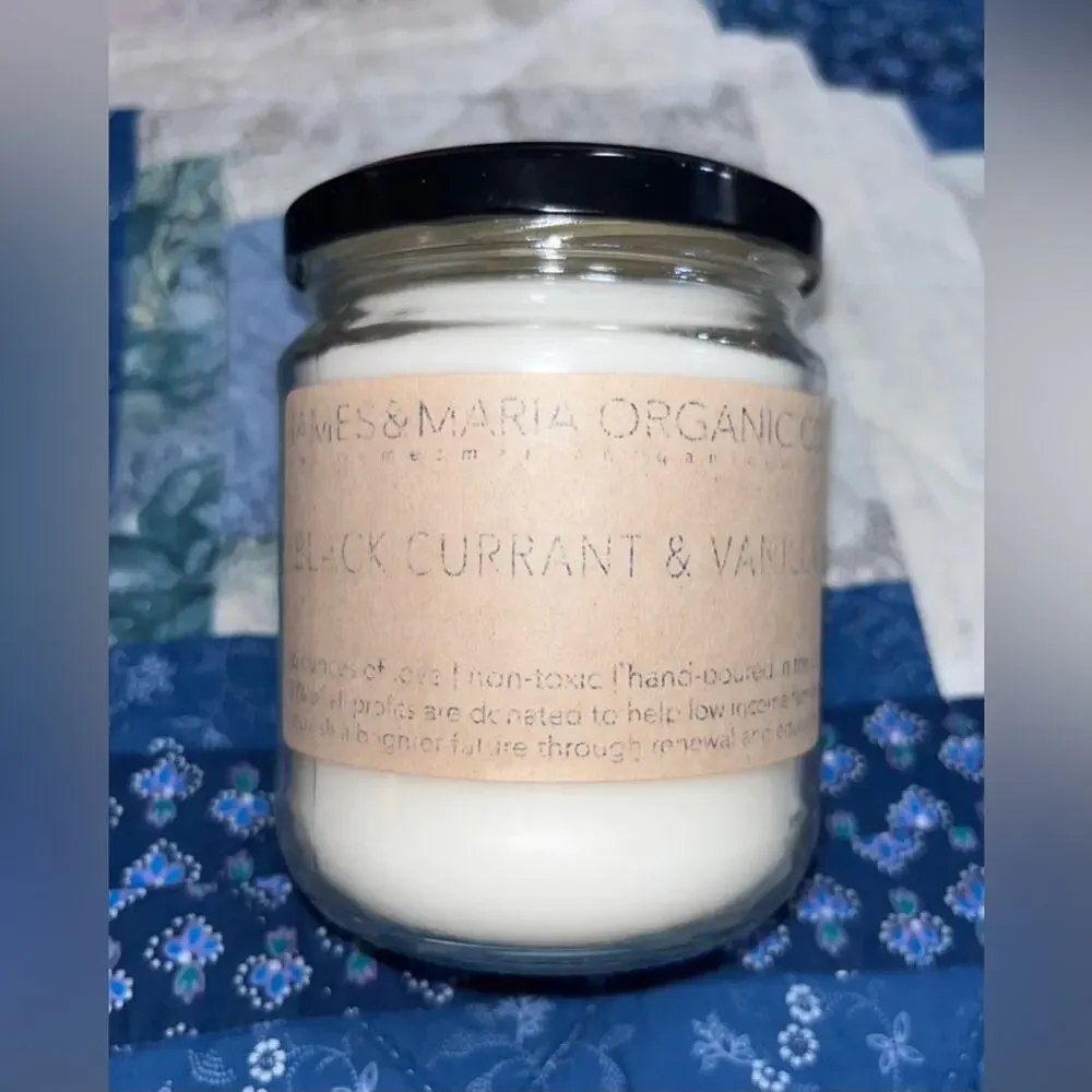 NEW! James & Maria Organic Co. Black Currant & Vanilla Scented Candle 16oz
